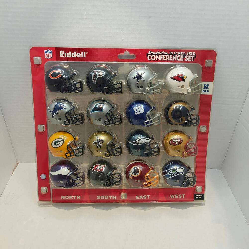 Riddell NFL NFC Revolution Pocket Size Mini Helmet Set 16 Pack Sealed New